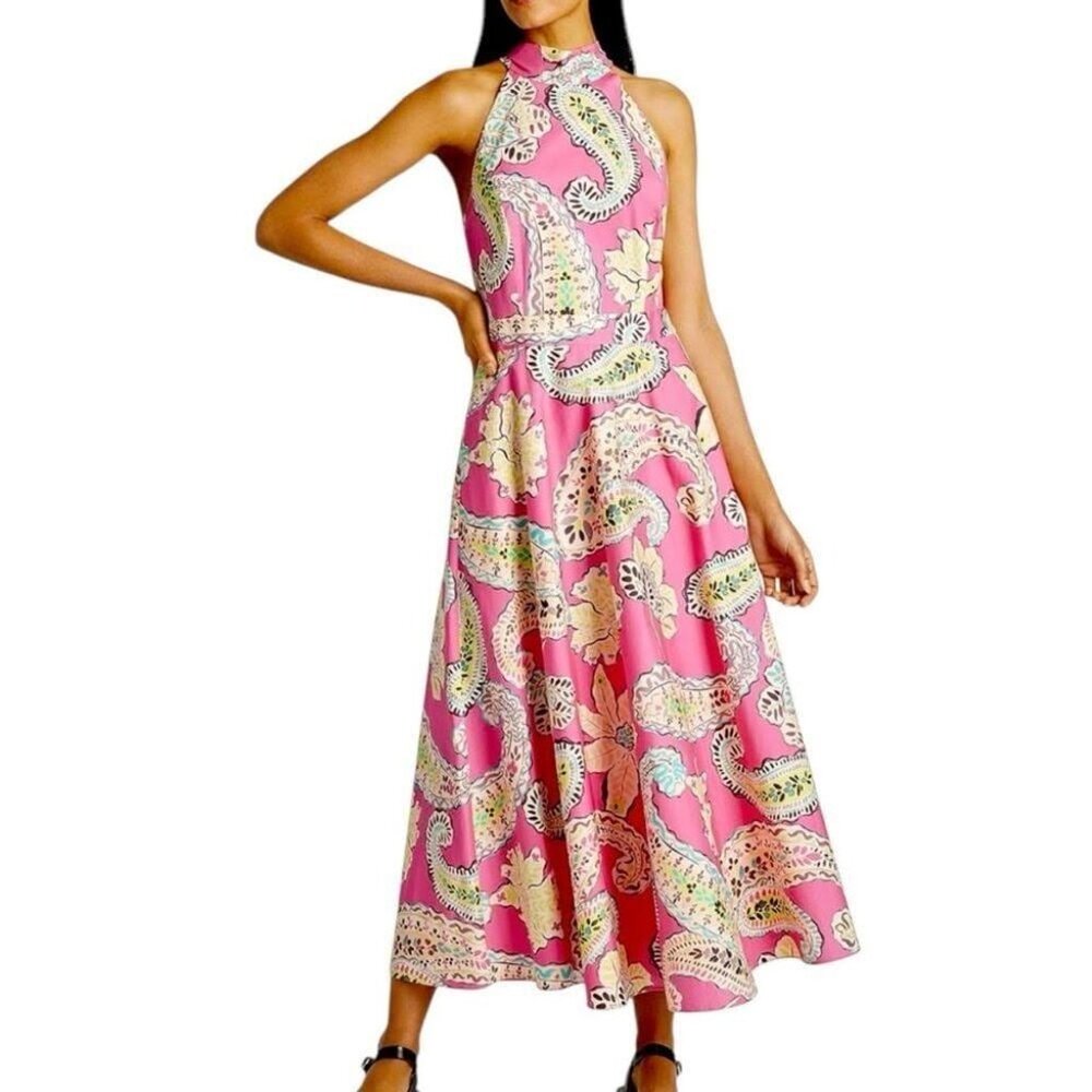Tahari Arthur S. Levine Pink Paisley Floral Maxi Dress